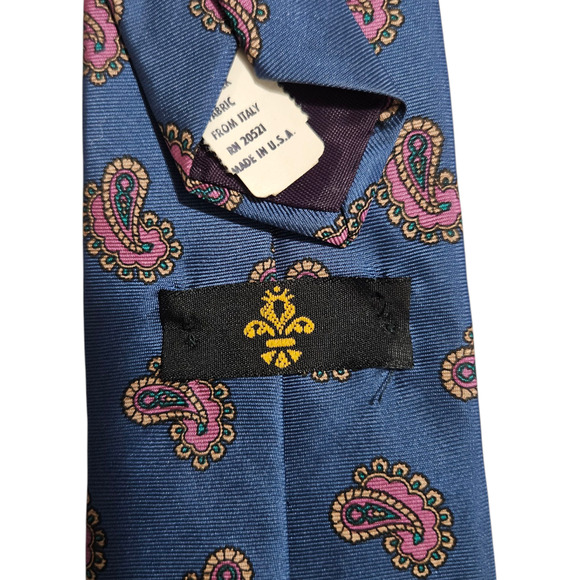 Robert Talbott Blue Paisley Silk Tie Made in USA Fabric from Italy 3.25” Wide - Picture 6 of 6